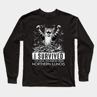 Northern Illinois Cicada Invasion Survivor Funny Cat Long Sleeve T-Shirt